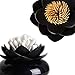 Bloss Cotton Swab Holder Cute Lotus Q-Tips Storage Organizer Bathroom Decorative Organizer, Black