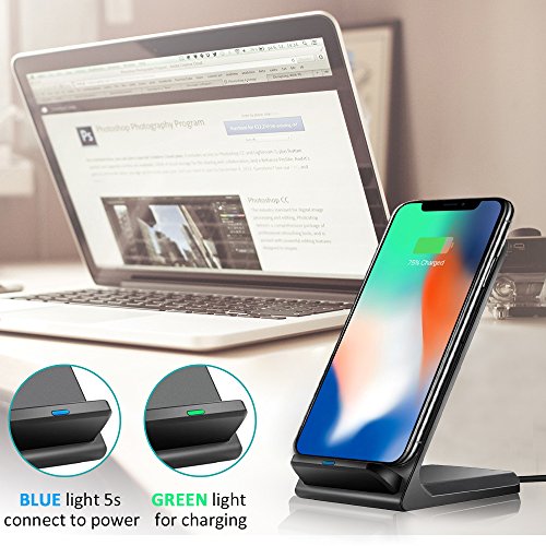 Comsoon iPhone X Wireless Charger, Wireless Charging Pad for iPhone X/ 8/ 8 Plus & all Qi Enabled Devices, Fast Charging for Samsung Galaxy S8/ S8+/ S7/ S7 edge /S6 edge+/ Note 5/ Note 8