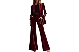 TOPGH Velvet Womens Pant Suit 2 Piece Set Women Formal Office Work Suit Wedding Prom Tuxedo