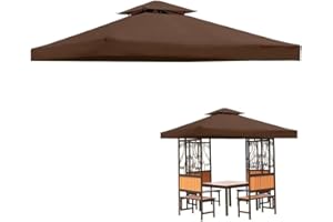 perixir Gazebo Canopy Top Replacement Cover 117"x117", 2-Tiers，for Smaller 10'x10' Dual-Tier Gazebo Canopy, Water, Dirt, and UV Resistant Canopy Replacement Cover(Brown)