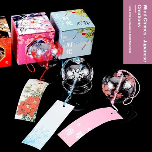 Fahibin 3 Pink Japanese Wind Chimes, Japanese Wind Chimes, Birthday Gift and Home Decoration