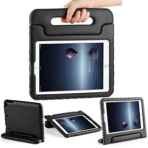 CAM-ULATA Case for iPad 9.7 inch 6th 5th Generation 2018/2017 Shockproof Kids Proof for iPad Air 1 iPad Air 2 Case Cute with Stand Handle for Kids Girls Boys Black