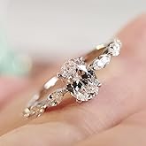 Yarrzhen 1 Carat Moissanite Ring Promise Rings Classic Egg-Shaped Horse Eye Ring Round Cut Solitaire Ring for Women, Engagement, Promise, Wedding 10