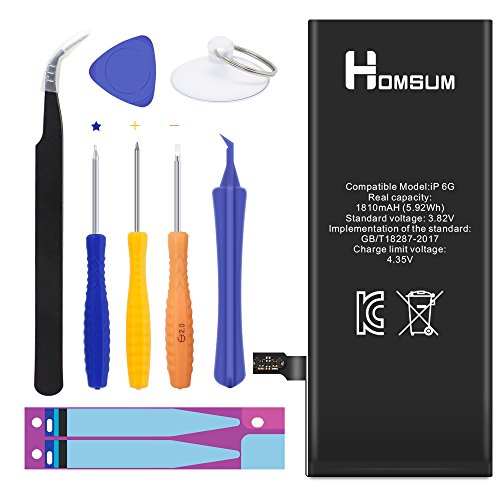 HOMSUM Li-ion Battery Model iPhone 6 - With Repair Tool Kits & Instructions - Full 1810 mAh 0 Cycle [365 DAYS Warranty]