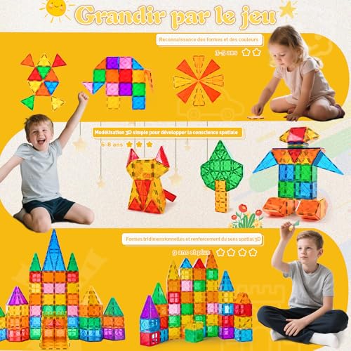 Magnetic Building Blocks, 100 Pieces Magnetic Building Blocks for Children 3 4 5 6 7 8 Years Old Magnetic Toys for Children Birthday Gifts