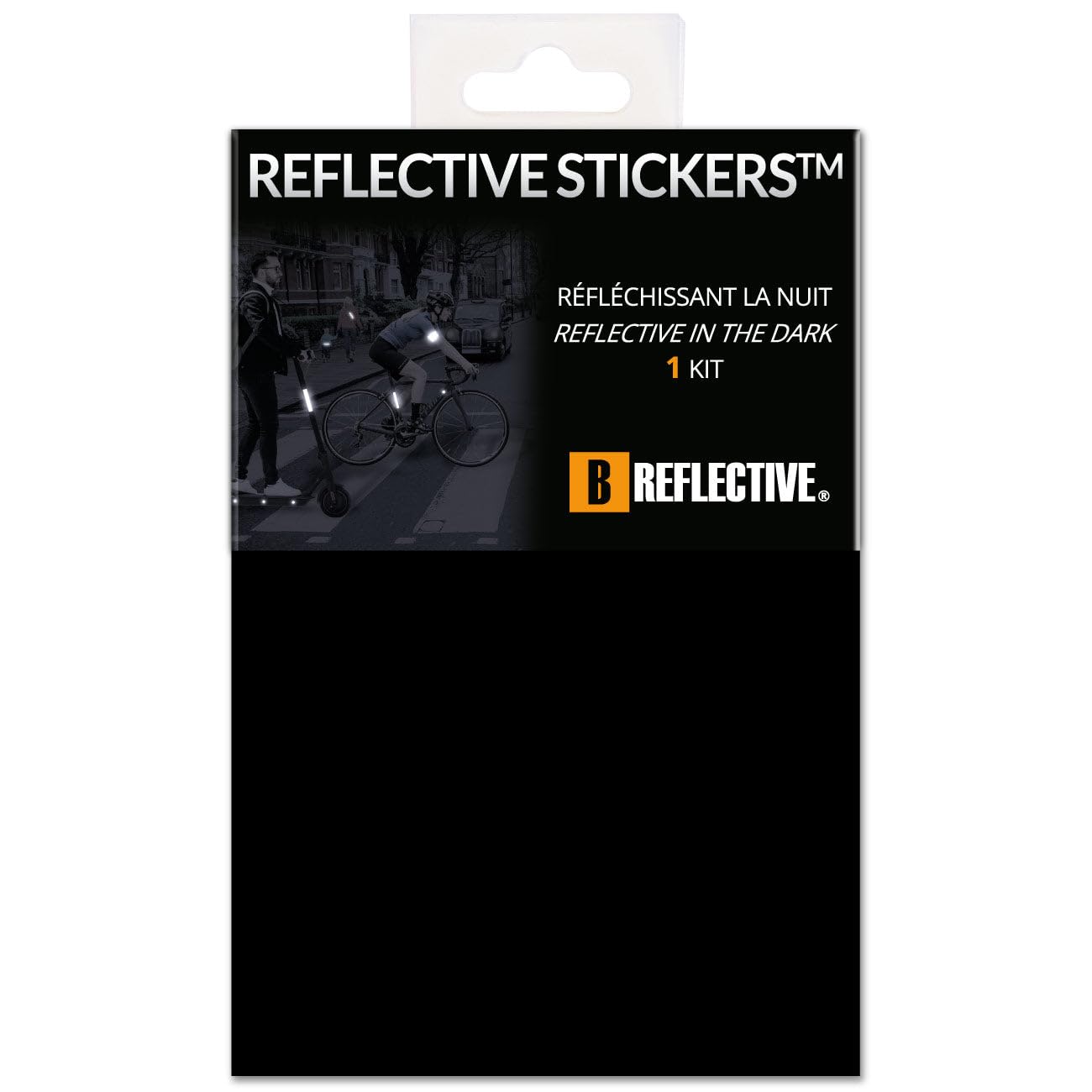 B REFLECTIVE 3M® COLORS™, Cut-out Retro-Reflective Sticker Sheet, Multi Support: Bicycle, Scooter, Motor Scooter, All Helmets, 3M Technology, 20x30 cm, Black — image 1