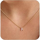 KICKGY Initial Necklaces for Women, Dainty Gold Letter Necklace 14k Gold Plated Personalized CZ Initial Necklace Monogram Name Choker Necklace for Women Trendy Gold Jewelry for Women Gifts