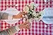 E-TEX Rectangle Tablecloth - 60 x 102 Inch - Red and White Rectangular Table Cloth for 6 Foot Table in Washable Polyester