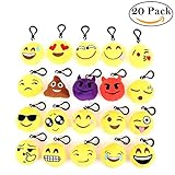 oobest 20 Pack Emoji Keychain, Emoji Mini Plush Pillows, Mini Emoji-Pop Plush Pillow Keychain, Keychain Decorations, Kids Party Supplies Favors