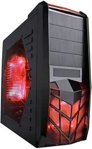 APEVIA X-Trooper Red ATX Mid Tower Gaming Case with 5 Fans, Large Red Tinted Side Window, Top 2 x USB3.0/2 x USB2.0/1 x eSATA/2 x HD Audio Ports (X-TRP-RD)