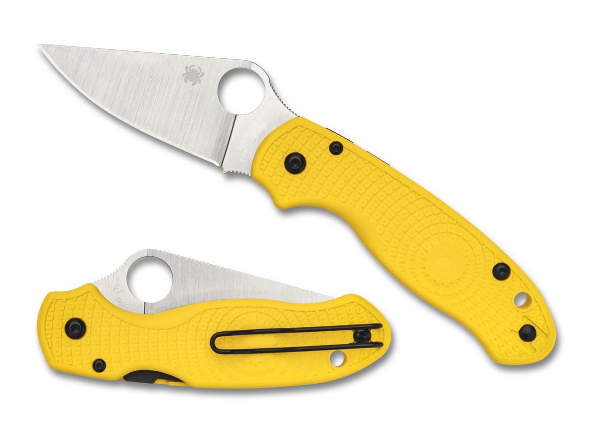 Photo 1 of Spyderco Para 3 Lightweight Salt Folding Knife with CPM MagnaCut Plain Edge Blade and Yellow FRN Handle