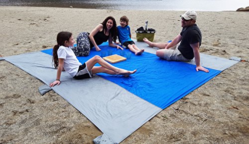 image for Zeele Outdoor Sandproof Beach Blanket XL 10 x 9 - Great for Festivals,