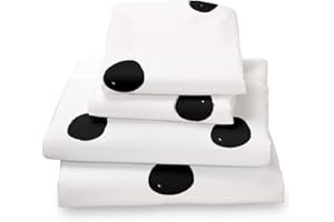 Where the Polka Dots Roam Queen Size Bed Sheets Black Polka Dot 4 Piece Set │ Unisex, Flexible Microfiber, Durable, Wrinkle-R