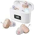Hearing Aids Hearing Amplifiers for Seniors Rechargeable with Noise Cancelling Hearing Aid Loss Amplifier Seniors and Adults Charging Case Volume Control