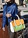MG Collection SAFIYA Orange Green Textured Dual Turn Lock Office Tote