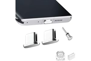 VIWIEU USB Type C Port Cover Plugs Metal Anti Dust Cap Protector 2 PCS with SIM Card Removal Pin Compatible with Samsung Galaxy S24 S23 S22 S21 MacBook Pro Air Laptop (Silver)