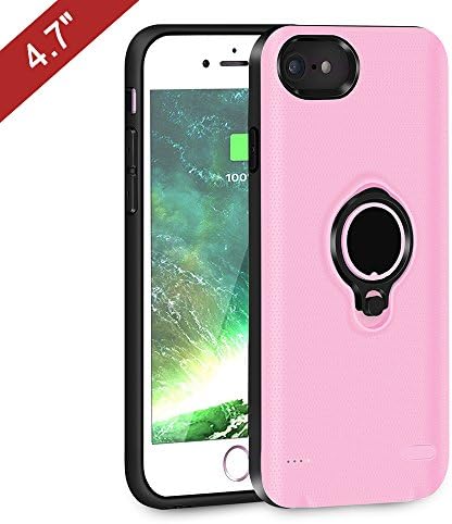 BSAMZ Battery Charger Case suitable for iPhone 6/iPhone 6s/iPhone 7, 2500mAh Portable Slim Extended Slim Battery Case with Kickstand Support Magnetic Car Holder (4.7 inch) Pink