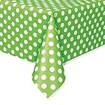 Polka Dot Plastic Tablecloth, 108" x 54", Lime Green