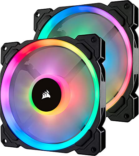 Corsair Ll140 Rgb, Ventilateur De Boitier Dual Light Loop Rgb Led Pwm 140Mm avec Lighting Node et Hub (Double Pack)
