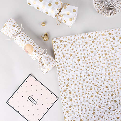 image for RUSPEPA White Tissue Paper - Gold Star Print Tissue Paper Bulk for Gif