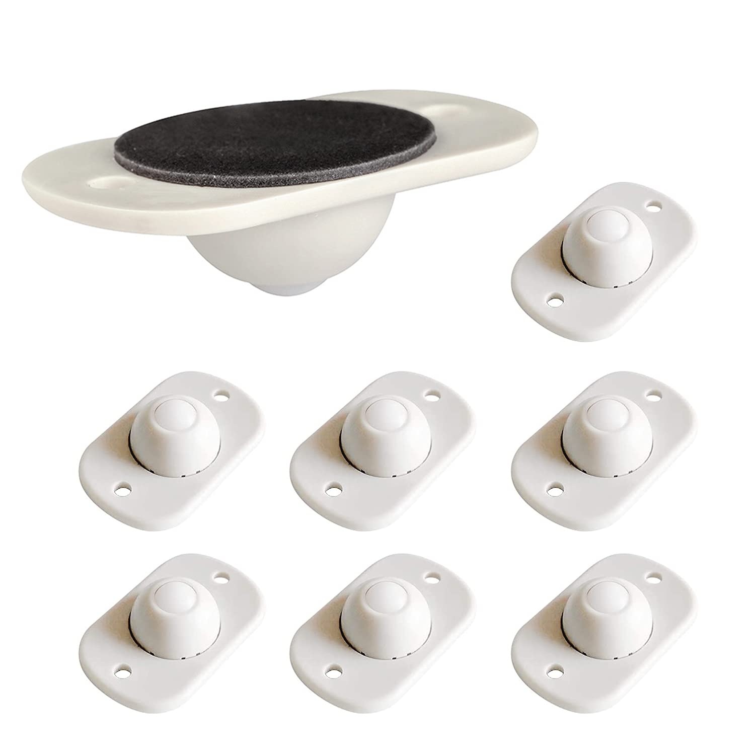 Casoter Mini Self-Adhesive Ball Castor Set, ABS Plastic Swivel Wheels for DIY Furnitures, Cute & Sturdy & Silent & Smooth, 8 Pack