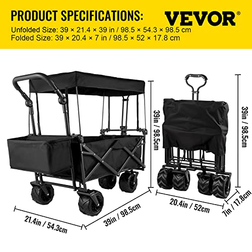 Happbuy Extra Large Collapsible Garden Cart with Removable Canopy