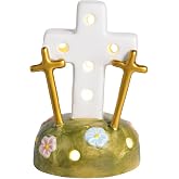 Mud Pie White Ceramic Three Cross LED Sitter