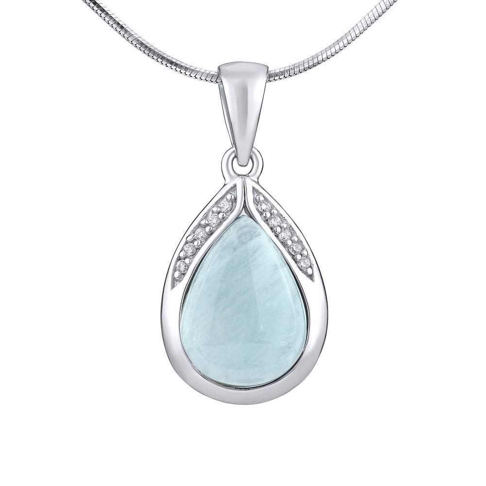 SILVEGO - JST13327AQP - Women's Pendant 925 Sterling Silver with Natural Aquamarine