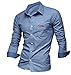 jeansian Men's Long Sleeves Plaid Slim Fit Button Down Dress Shirt Tops 8615