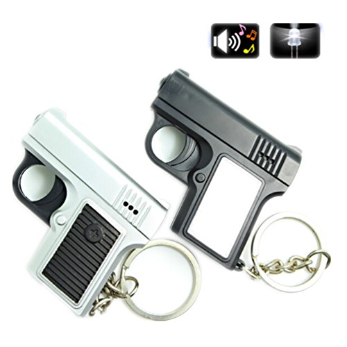 ODETOJOY 1PC Shooting Gun Keyring Led Light And Sound Keychain Pendant