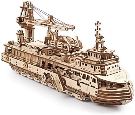 UGEARS Research Vessel 3D Puzzle, Ship Wooden Model Kits for Adults to Build - Image 3