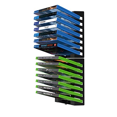 Monzlteck Video Game Case Storage Wall Mount,Compatible with PS4/PS4 PRO, Xbox One/Xbox 360,Nintendo Switch.Gaming Accessories(Holds 14 Games)