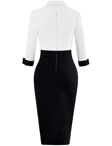 MUXXN Women's Vintage V Neck Pencil Dress Midi 3/4 Sleeve Vintage Cocktail  Church Patchwork Wiggle Dresses Off White-Black M in Dubai - UAE | Whizz  Dresses
