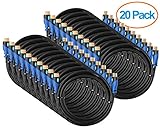 Aurum High Speed HDMI Cable with Ethernet - 20 Pack (10 FT) – CL2 Certified - Supports 3D & Audio Return Channel - Full HD [Latest Version] – 10 Feet