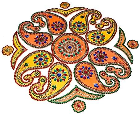 Custom Mafia Diwali Rangoli Stickers Floor Decoration Wall Décor Self Adhesive Sticker Rangoli Waterproof Vinyl Floor Sticker Multicolor 12" Inches