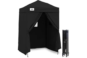 EAGLE PEAK Flex Ultra Compact 5x5 Pop-up Canopy, Sun Shelter, Changing Room, Portable Privacy Canopy Cabana for Pool, Fashion Photoshoots, or Camping, Black