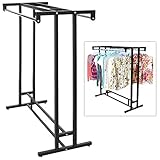 Stainless Steel Double Rod Hangrail Department Store Style Clothes / Garment Floor Display Rack - MyGift® (Kitchen)