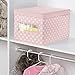 mDesign Large Soft Stackable Fabric Baby Nursery Storage Organizer Holder Bin Box with Front Window and Lid for Child/Kids Bedroom, Playroom, Classroom - 2 Pack - Pink/White Polka Dot