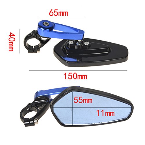 Heinmo 1 Pair Red Bar End Motorcycle Mirror Motorbike Rearview Side Handle Bar End Mirrors for KTM Suzuki Kawasaki Yamaha - Thumbnail 5