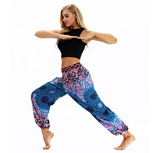 dilake Boho yogabroek voor dames, harembroek, hippie, flowy, casual, strandbroek, hoge taille, eenheidsmaat - Image 4