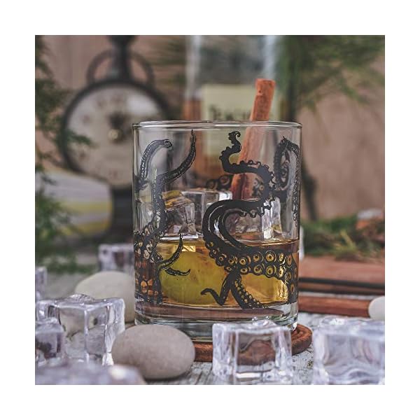 Greenline Goods Whiskygläser - 10 Unzen Becher Geschenkset - Kraken Whiskygläser (2er-Set) | Rocks Glass Octopus Decor | Old Fashioned Rocks Brille – Bild 6