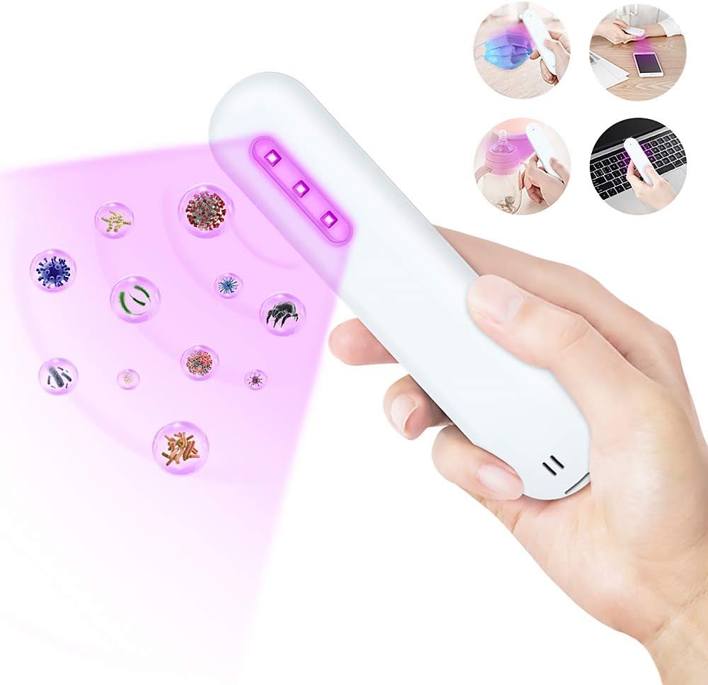 VEEAPE UV Light Sterilizer, Portable Sanitizer Wand UV-C Disinfection Lamp, Ultraviolet Sterilization Lamps Kills 99.9% Germs, Germicidal Lamp for Car Household School Hotel Pet Area Wardrobe Toilet