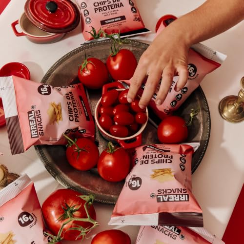 Irreal Snacks, Snack Proteico Salgado, Sabor Tomate Seco, 40g, Feito com Batata Doce, Caseinato de Cálcio e Proteína de Arroz