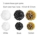 Wartoon 43 Pcs Paper Pom Poms Flowers Tissue Balloon Tassel Garland Polka Dot Paper Garland Kit for Birthday Wedding Party Decorations - Black and Gold