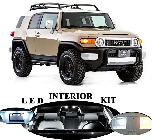 LED Lights for Toyota FJ Cruiser Xenon White LED Package Upgrade - Interior + License plate / Tag + Reverse / Backup (10 pieces)