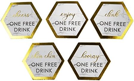 Neviti Scripted Marble-Drinks Tokens, 4.5 x 0.1 x 4 cm, 25 Count