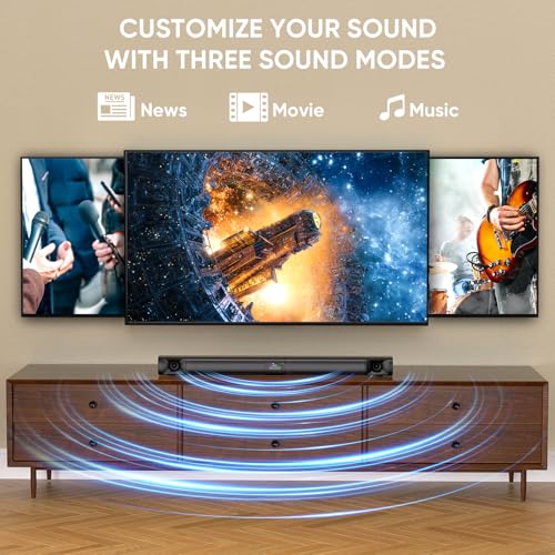 Saiyin 31" Detachable Sound Bar for Smart TV, 2.1ch Surround Sound Home Theater System, Bluetooth 5.3 Soundbar, TV ARC/Optical/AUX, Wall Mountable for TV/PC/Gaming/Projectors