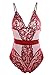 Garmol Women Lingerie One Piece Teddy Fishnet Lace Bodysuit Corset Plus Size Vintage Lingerie Set Classy Romper, (Red, XXX-Large)