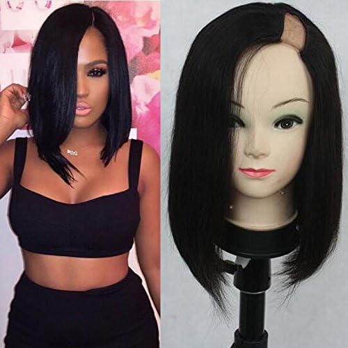 Short Bob Human Hair U Part Bob Cut Wigs Virgin Brazilian Hair 130% Density Left Part 2x4 Opening Size U Part Wig Natural Color for Black Women (12")