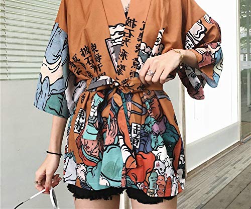 Kimonos Woman Japanese Kimono Cardigan Cosplay Shirt Blouse for Women Japanese Yukata Beach Kimono,2,One Size - Thumbnail 3